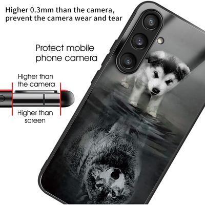 Pro Samsung Galaxy S24 Tvrzené sklo+TPU Pouzdro Vzorový potisk Kryt na telefon