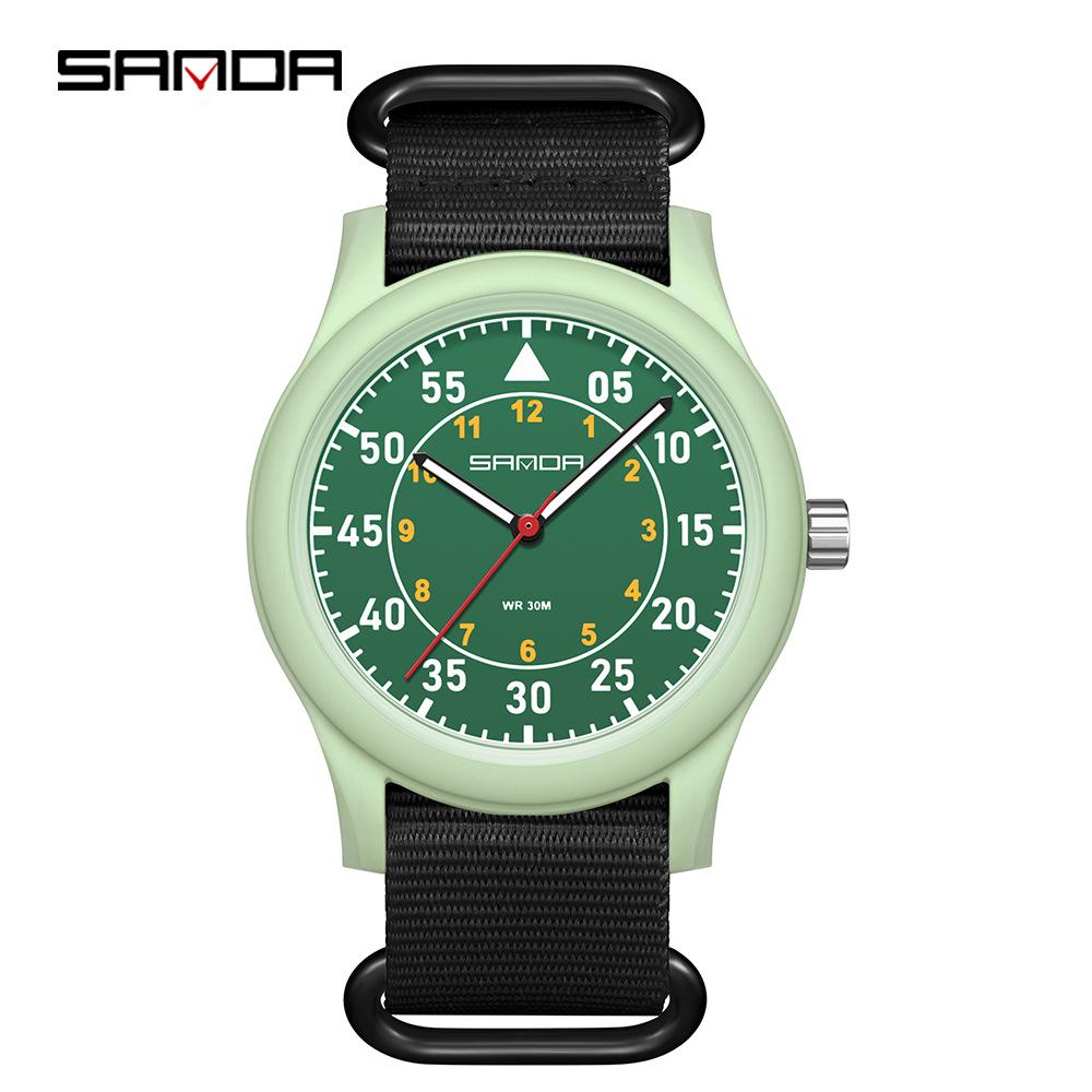 Sanda Student Exam Watch - Silent, Waterproof Quartz with Simple Nylon Strap, Popular for Casual Wear.