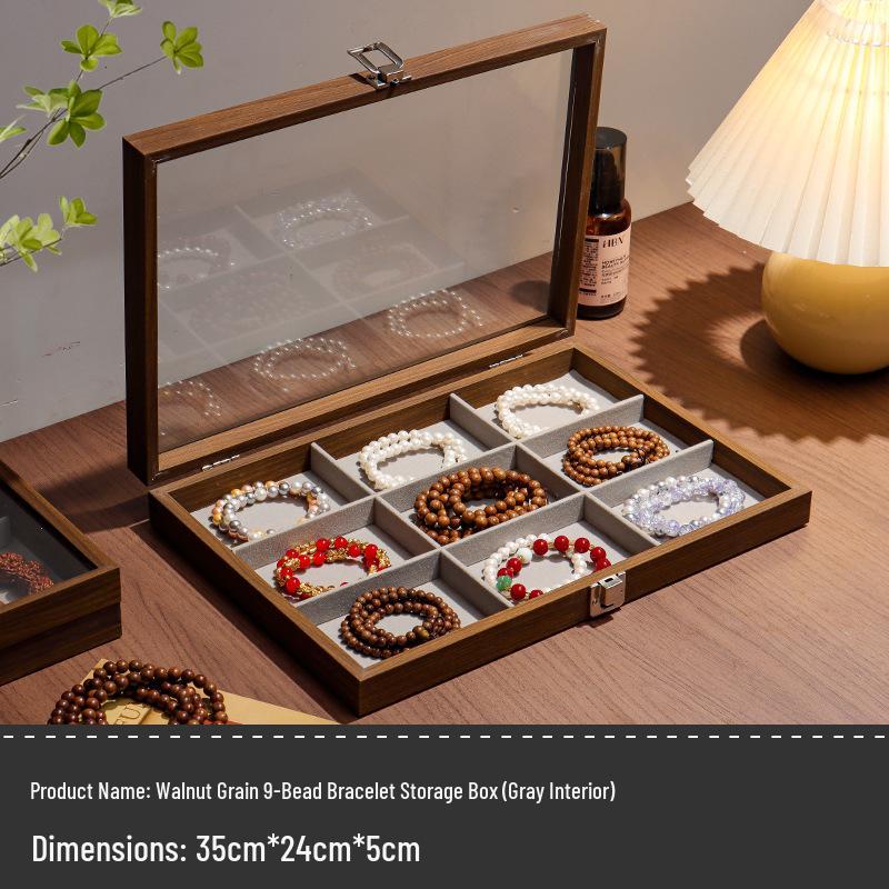 Wenge Wood Dustproof Jewelry Box with Lid for Bracelets and Accessories