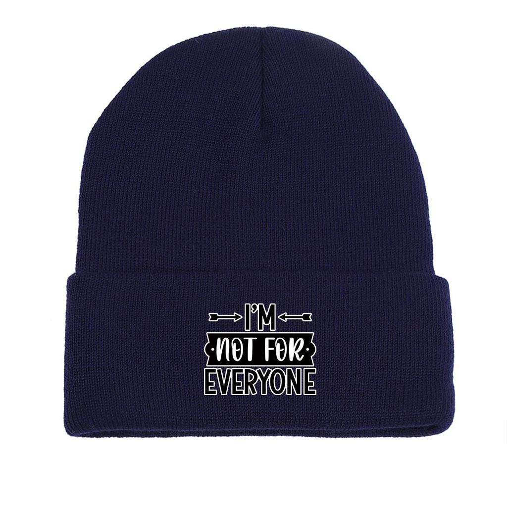 I'M NOT FOR EVERYONE\" Print Knit Cap Beanie, Text Man Cap Cancer Chemo Autumn Unisex Pompom Beanies Knitted Hat Beanie