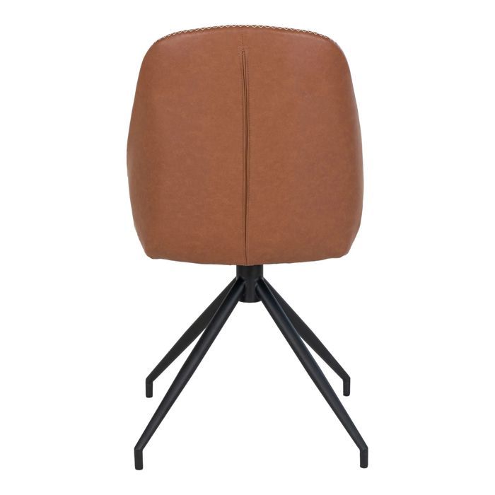 Chaise de salle à manger pivotante - HOUSE NORDIC - Monte Carlo - Lot de 2 - Tissu bouclé marron - Pieds métal noir