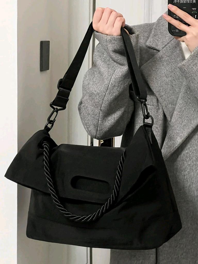 Bag women's 2025 new dark large-capacity nylon canvas tote bag niche high-end texture versatile messenger bag