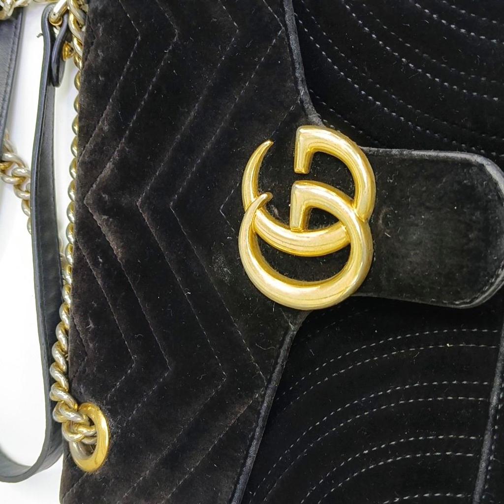 [Usato] Borsa a tracolla Marmont trapuntata in camoscio con logo e catena - Buono #WXJPY8