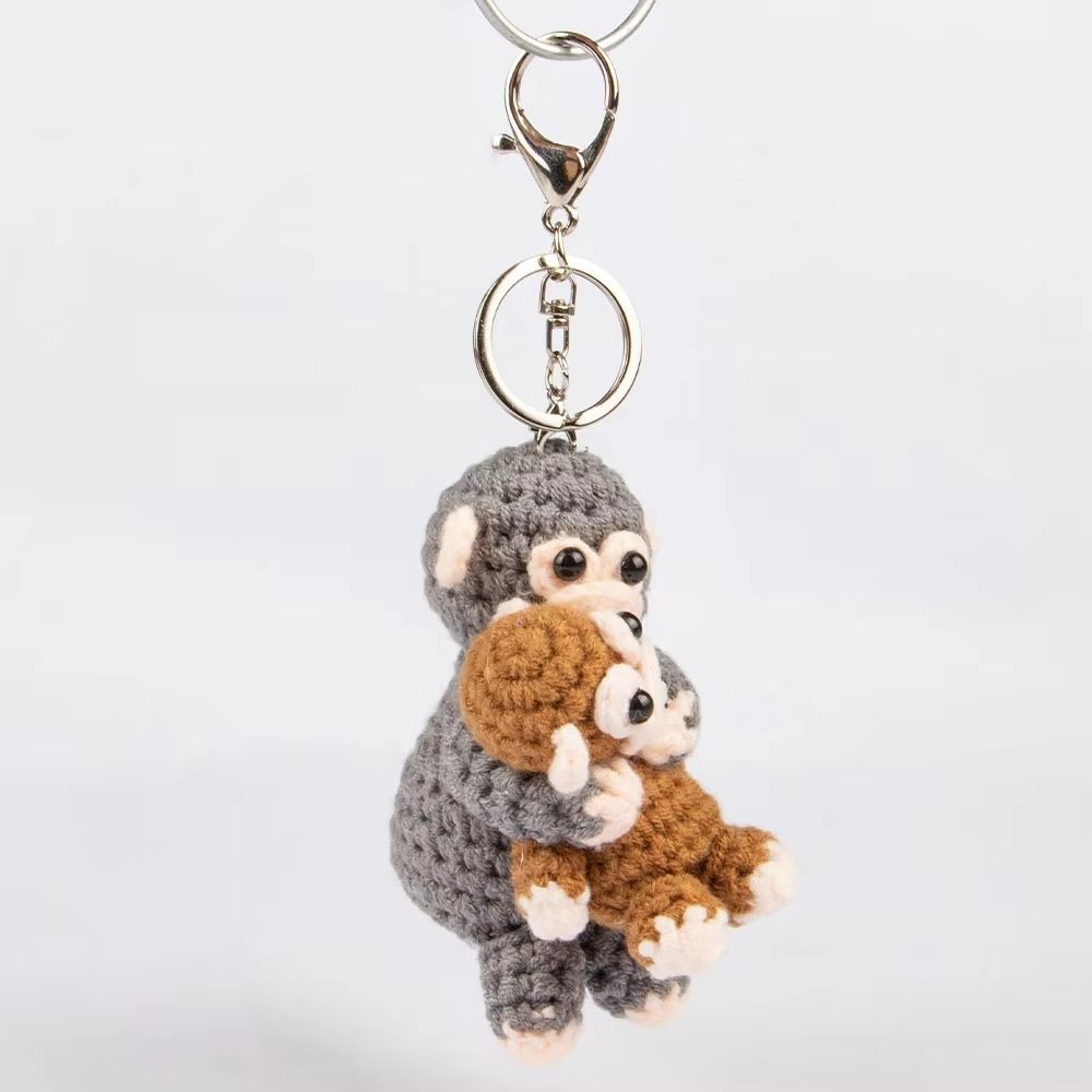 Handmade Monkey Keyring Bag Charm Knitted Doll Hanging Ornament Crochet Keychain  Daily Use