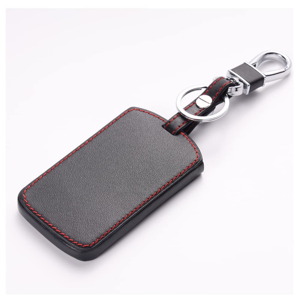 BKY 4-Tasten Leder Smart Key Hülle für Mazda RX8 CX7 CX9 Atenza MPV Premacy Verisa Biante Schlüsselanhänger (Schwarz)