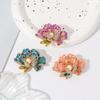 Women Brooch Peony Shape Faux Pearl Rhinestone Decor Dripping Oil Enamel Polished Coat Collar Bag Scarf Hat Decoration