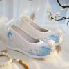 Elegant Embroidered Flower Shoes Hanfu Style Women's High-Rise Shoes Cotton Lined Slip-On Traditional Chinese Costume Footwear