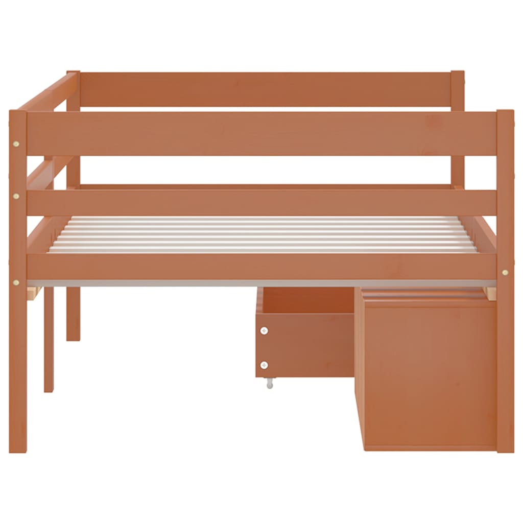 Solid Wood Bed with Drawers Honey Brown Pine 90 X 200 Cm
