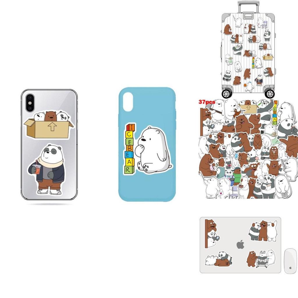 Lebhafte 37 Stück We Bare Bears Wasserdichte Graffiti-Aufkleber für Gepäck und Elektronik