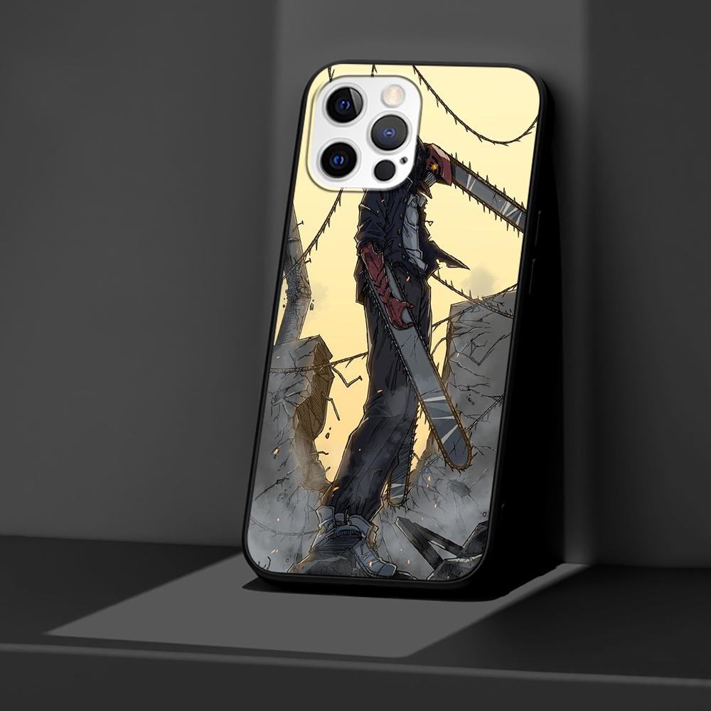 Pouzdro Chainsaw Man Anime pro Apple iPhone 14 11 13 Mini 12 Pro Max XR 7 8 + SE 2020 XS 6 6s Plus 5 5s Černý silikonový kryt na telefon