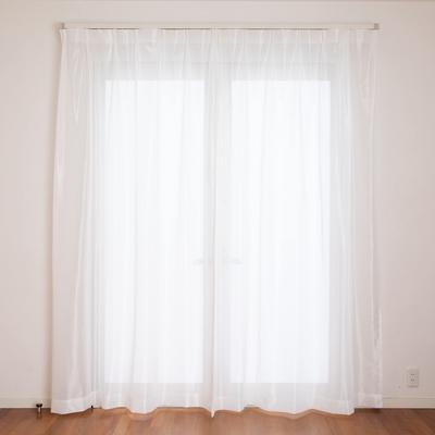 Curtain Laboratory Effect Plain Lace Width 100cm X Length 188cm Set of Not UV Hook Simple <Mirror White> 2, See-Through, Mirror, Protection, Washable,