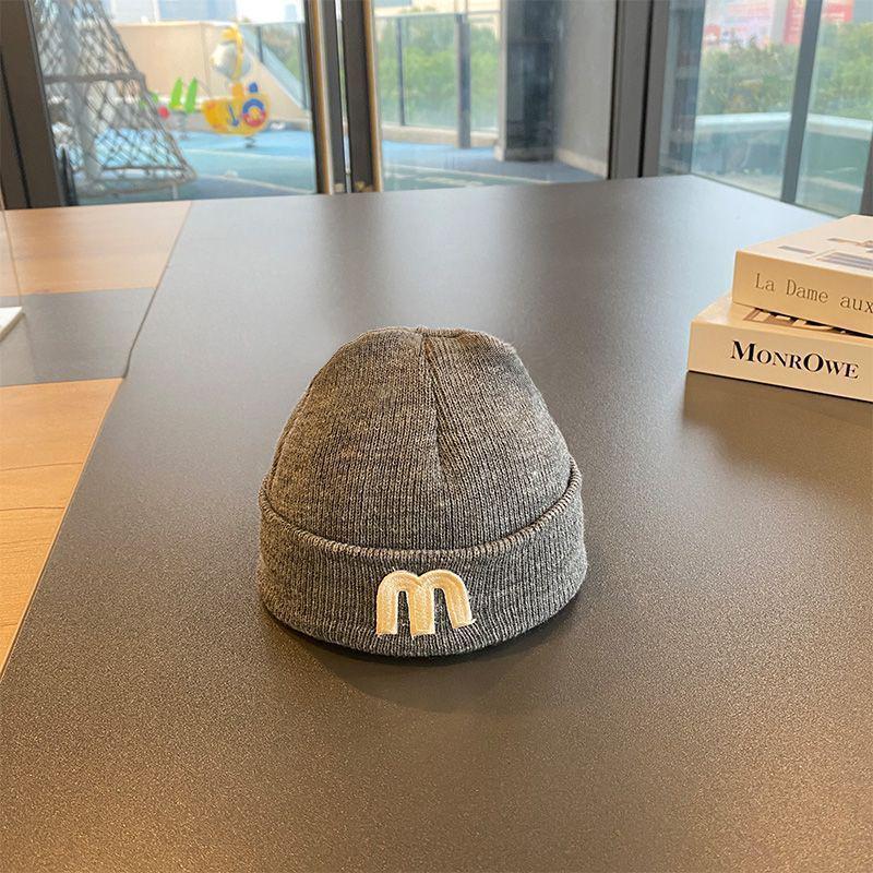 Autumn Winter Woolen Baby Hat - Knitted Letter Skull Cap, Korean Style Pullover for Newborns