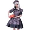 Ensemble d'Halloween Maid Effrayant Horreur [RPFLQ] Costume, Costume, Gris, Costume Femme, Tablier, Bandeau, Mignon, Fête, Événement, Adulte, Femme, Robe, 3 Pièces