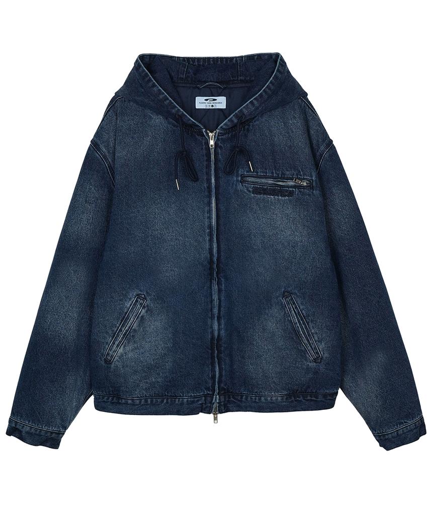 Fdr Heavy Denim Work Hood Quilting Jacket Blue