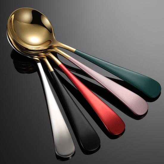 Stainless Steel Dessert Spoon Smooth Modern Spoons Design Coffee Soup Edge Kids Rust-Proof Dishwasher