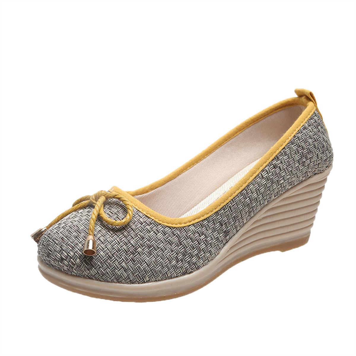 

Туфли-лодочки большого размера на танкетке с открытым носком, модные женские туфли для улицы, размеры 35-43 43 серый