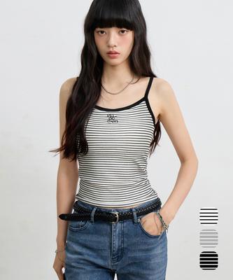 Yujen Ribbed Striped Sleeveless With Built-In Cap_3 Color