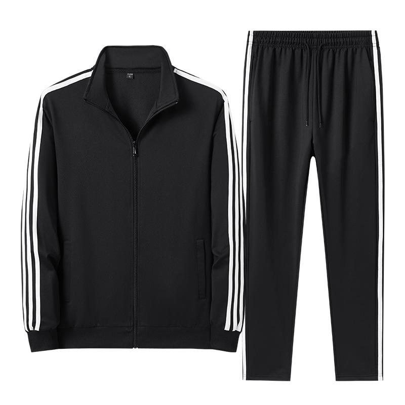

Унисекс Универсальный Весенне-Осенний Трехполосный Спортивный Костюм - Свободный Крой Эластичные Брюки и Толстовка на Молнии Medium чёрный