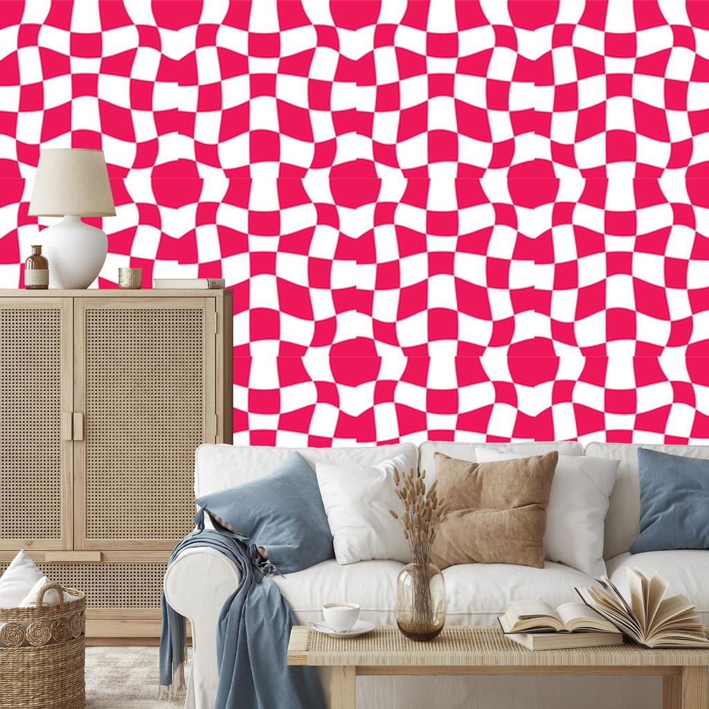 Wallpaper Casual Checkerboard of Roses for Living Room and Bedroom 50x1000