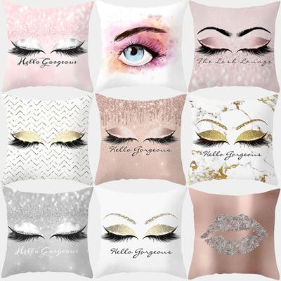Cushion Cover Pillowcase Pink Marble Eyelash Decoration Polyester Bedroom Throw Pillow Sofa Cushion Covers Home Decoration 10057