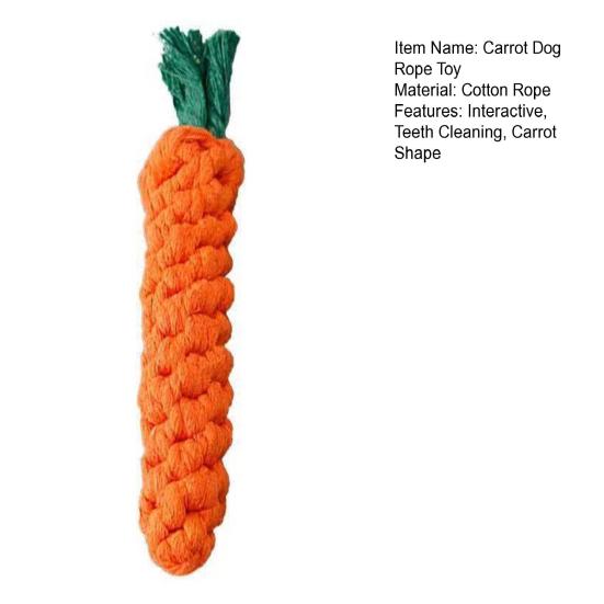 Carrot Dog Rope Toy Interactive Cotton Rope Dog Chew Toy for Aggressive Chewers Puppy Teeth Cleaning Toy for Small Medium Dogs