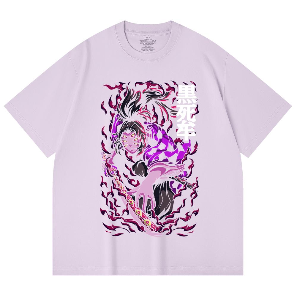 230 Gsm 100% Cotton Demon Slayer V83 Kokushibo Print Unisex Heavy Cotton T Shirt