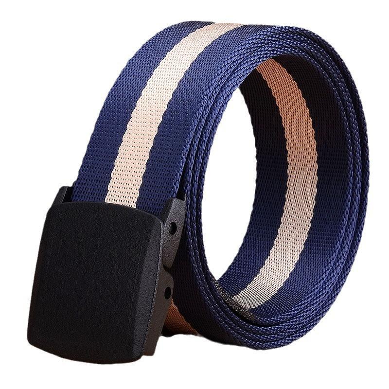 TUSHI Classic Ykk Plastic Buckle High-strength Nylon Elegant Stripe Men Women Canvas Knitted Belt