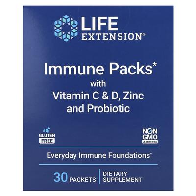 Immune Packs with Vitamin C & D, Zinc and Probiotic, 30 Packets