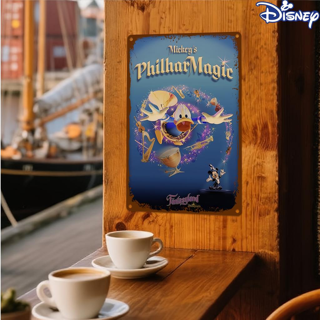 2D Flat, Mickey Mouse PhilharMagic Vintage Metal Wall Sign - 20.32x30.48 Cm Philhar Magical Music Adventure Theme, Mickey & Dona