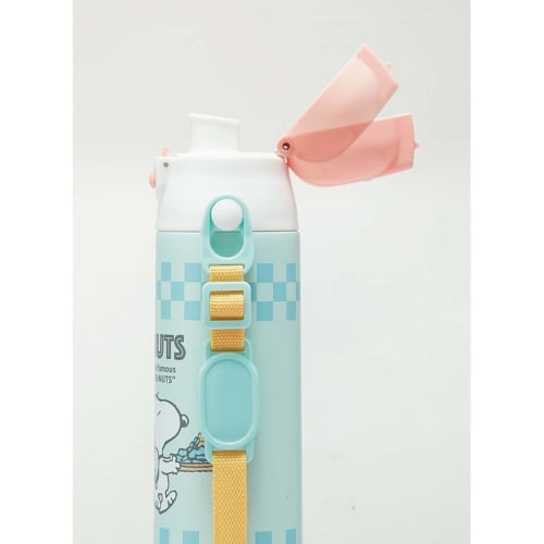 Skater Kids' Stainless Steel Water Bottle, 580ml, Direct Drinking, Snoopy 80s Cafe Design, Kid-Friendly, Lightweight, Insulated, Sports Bottle, Cute,