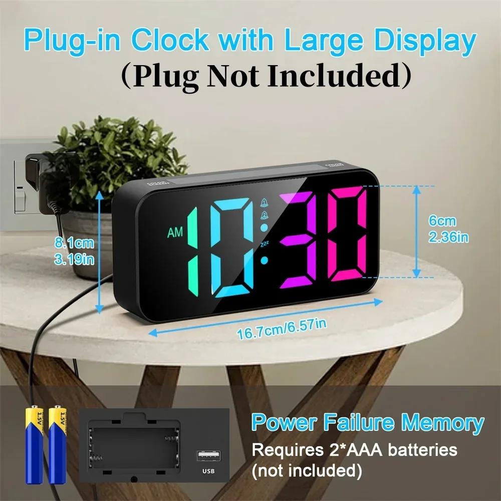 Super Hlasitý Vibrační RGB Digitální Budík Náladové Světlo Vibrátor do Postele Snooze 2 Budíky Napájený USB Stolní Hodiny pro Tvrdé Spáče