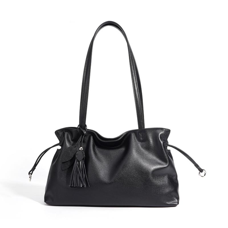 Designer Kordelzug Wolken-Tragetasche Luxuriös Echtes Leder Plissiert Vintage Schultertasche Elegant Schlicht Großraum-Handtasche
