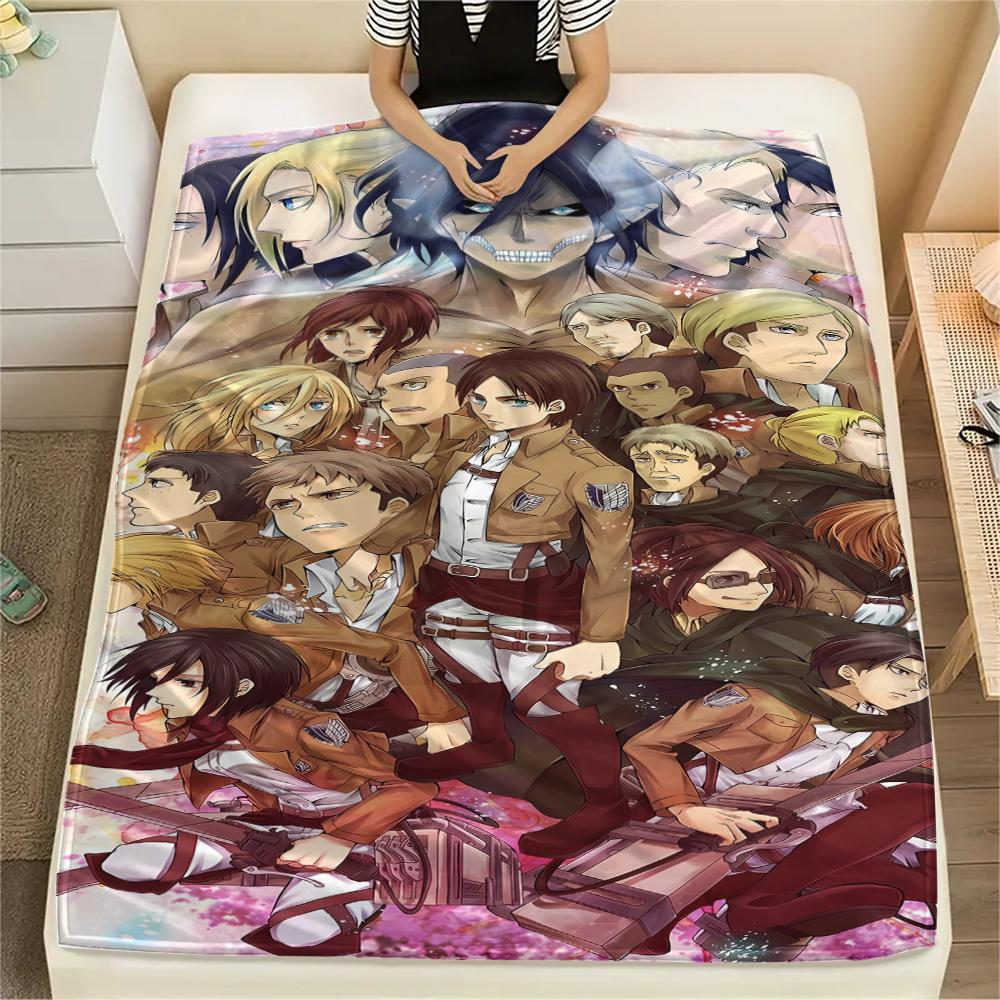1PC Attack on Titan Print Flannel Blanket, High quality All Seasons, Home Decor, Warmth and Comfort, Perfect for Christmas Gifts
