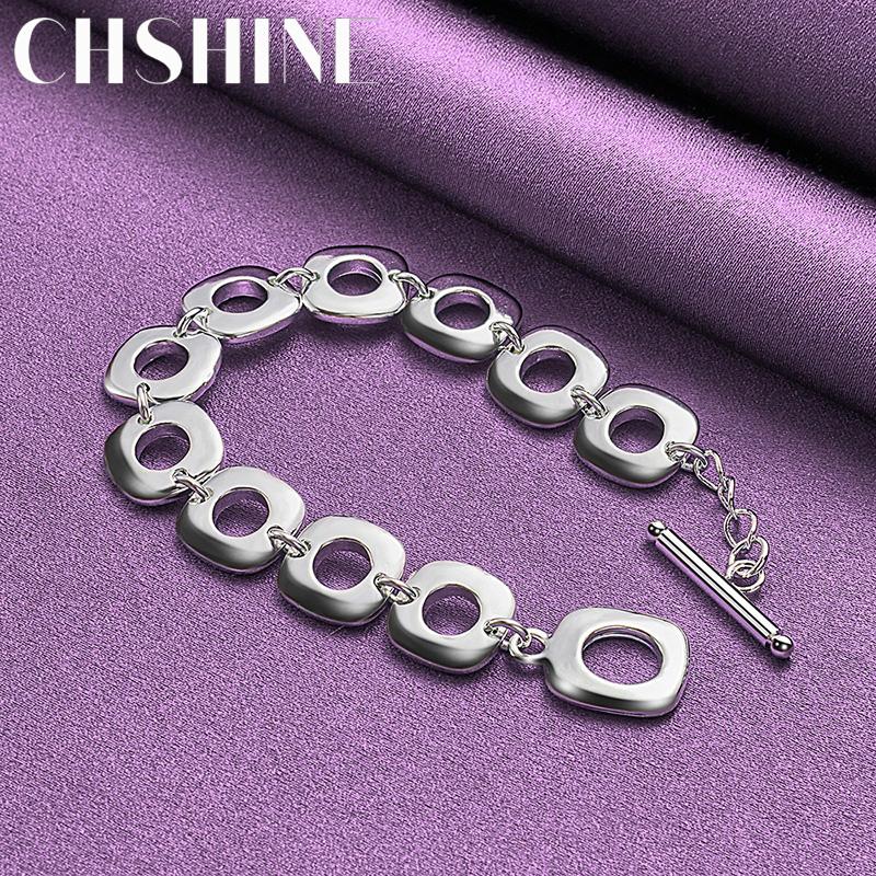 CHSHINE 925 Sterling Silver Round Ring Chain Bracelet For Women High Quality Fashion Charm Jewelry