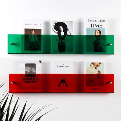 Multiple Sizes 30-50cm Colored Acrylic Magazine Brochure Holder Hanging Literature Rack for Office Display