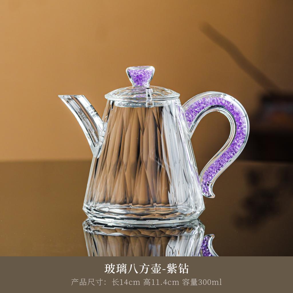 Crystal Glass Teapot Household High-grade Gold Foil Transparent Teapot Office Kung Fu Tea Set Living Room Table Decoration
