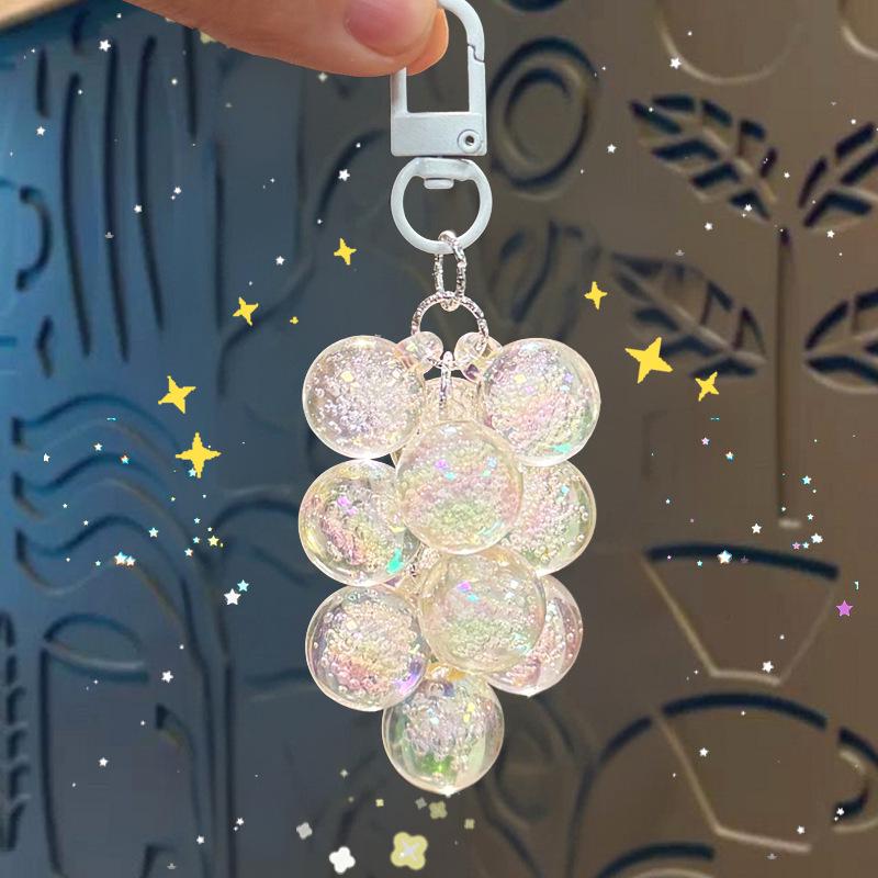 Charming Transparent Acrylic Grape Cluster Keychain - Women's Handbag Accessory & Small Gift