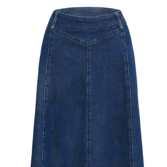 Denim Midi Skirt High Waist Large Hem Slimming Design Midi Skirt Solid Color Office