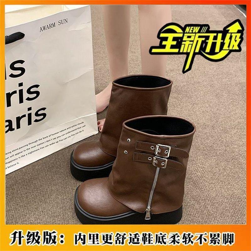 

Internet celebrity with skirt feeling women s boots boots niche soft sole not tired feet high boots 40