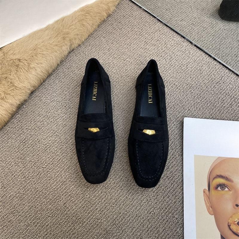 Anti-slip Women's Flat Fashion Leather Shoes, Single Shoe