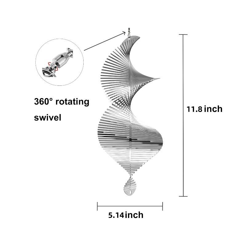 Creative Metal Spiral Wind Spinner - Silent 3D Tornado Wind Chimes - Outdoor Garden & House Decoration Bird Scare