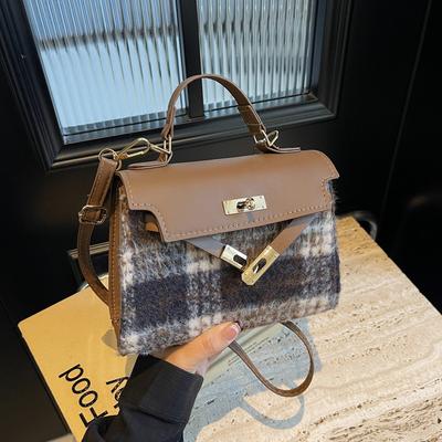 Módní zimní kostkovaná kabelka 2025 nová móda taška přes rameno messenger taška kontrastní barva malá čtvercová taška