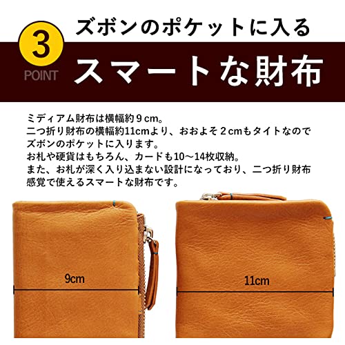 [CCOMPANY LIMITED] Men's Medium Wallet, Coin Purse, Card Case, Genuine Leather, Zipper Closure, Maurice (Dark Brown)