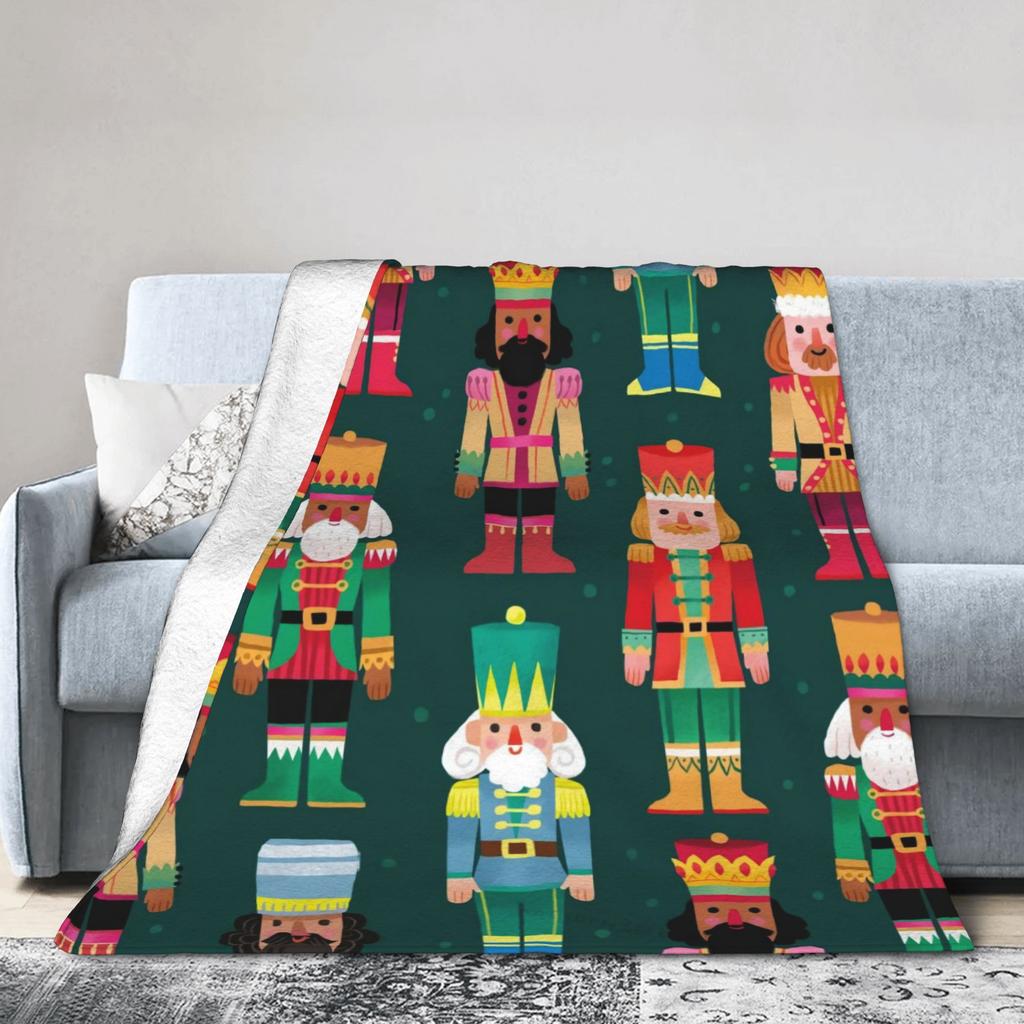 Christmas Nutcracker Flannel Blankets Spring  Soft Throw Blanket for Girls Boys Living Room Print Bedspread Sofa Bed Cover