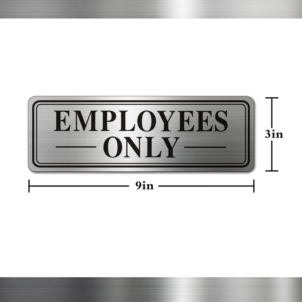 2pcs Metal Stainless Steel Employees Only Sign for Door,With Self Adhesive,9x3in(Employees Only2pcs)