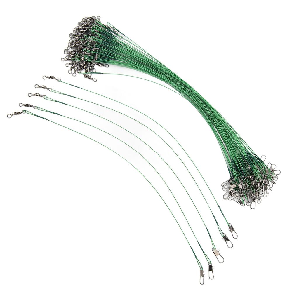 100 szt. Krętliki z przyponem wędkarskim z agrafką Antykorozyjny przypon z twardego drutu stalowego na wodę słoną 25 cm 9,8 cala