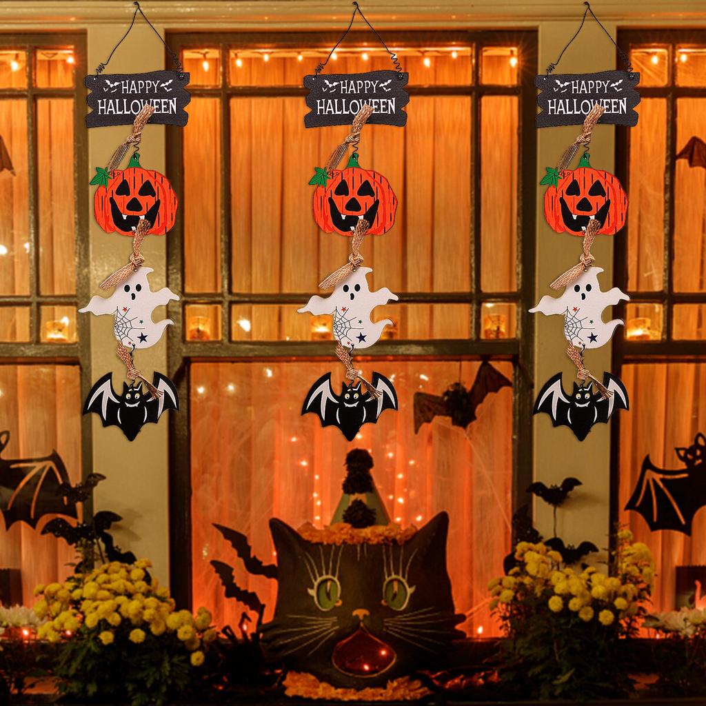 Halloween Front Door Hanging Pumpkin Witch Ghost Flags Sign For Halloween Home Haunted House Door Decorations,Halloween home decoration