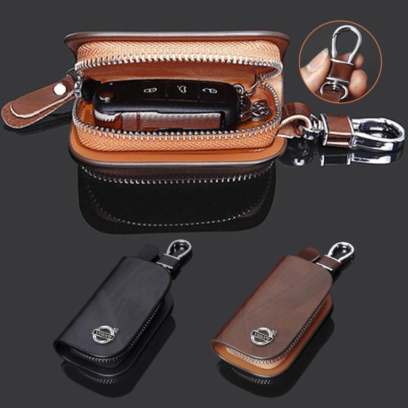 AALV1 Leather Car Key Case Full Cover Shell Keychain Bag For Volvo Xc60 Xc90 V40 V60 S60 V50 V90 S80 C40 XC40 V70 C30 C70 EX90 Rdesign