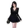 2025 Yujie Schwarzes Spitzen-Schlankheits-Hüftbetonendes Kurzes Kleid für Damen - Frühherbstkollektion
