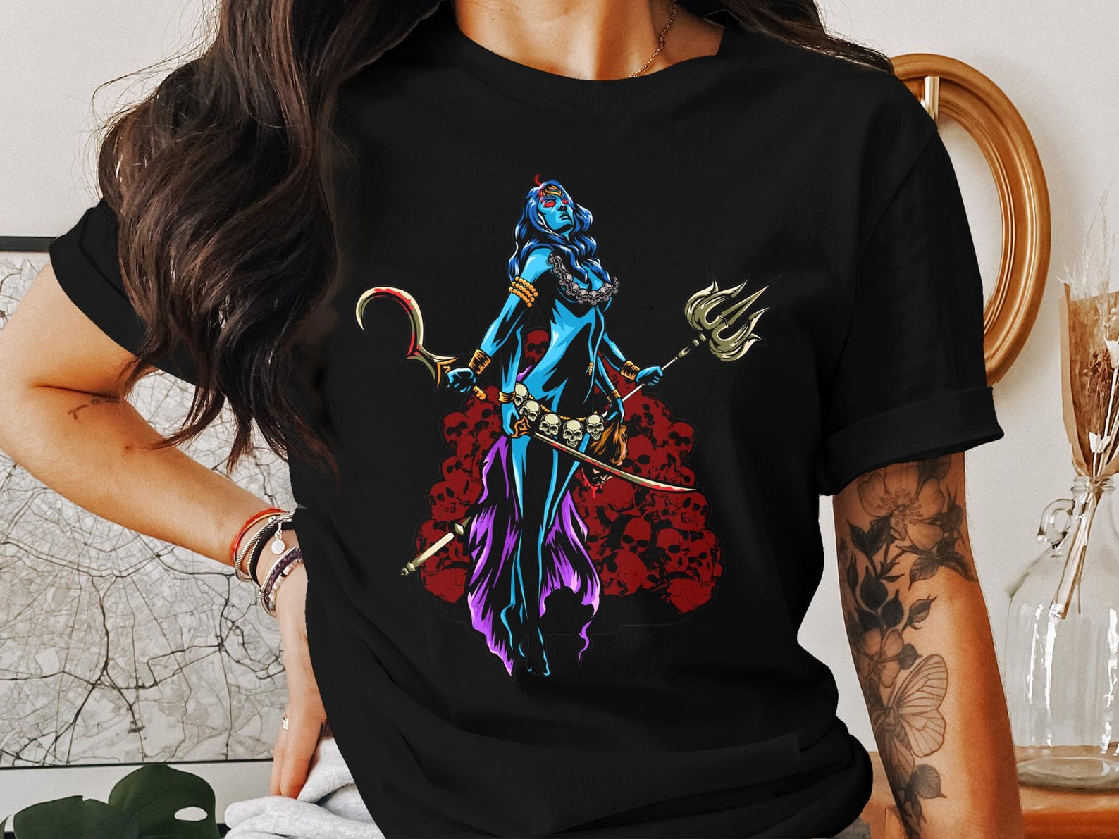 Hindu Goddess Kali T-Shirt, Mythology Inspired Tee, Hindu Religion Apparel, Deity Graphic T-Shirt, History of Hindu Gods XL